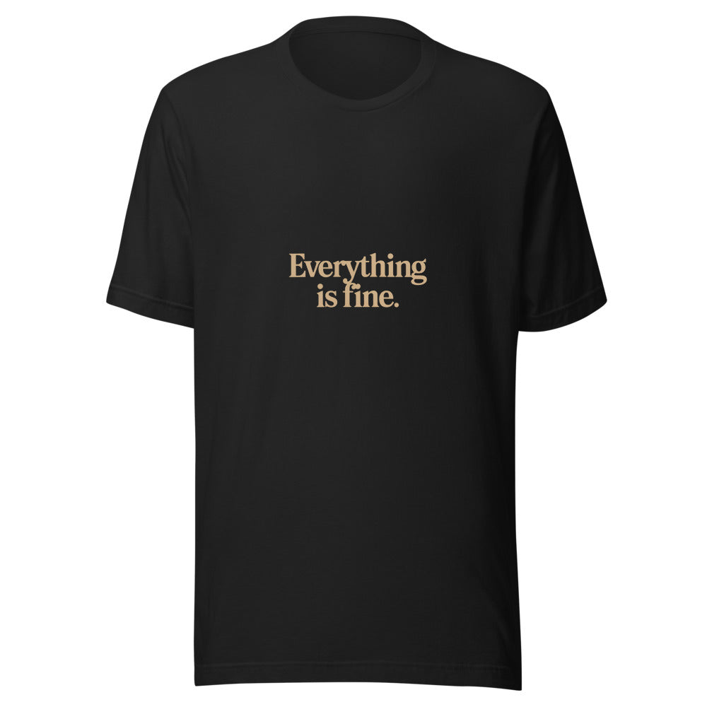 everything is fine. Tee on Bella+Canvas Vintage Black — front mockup